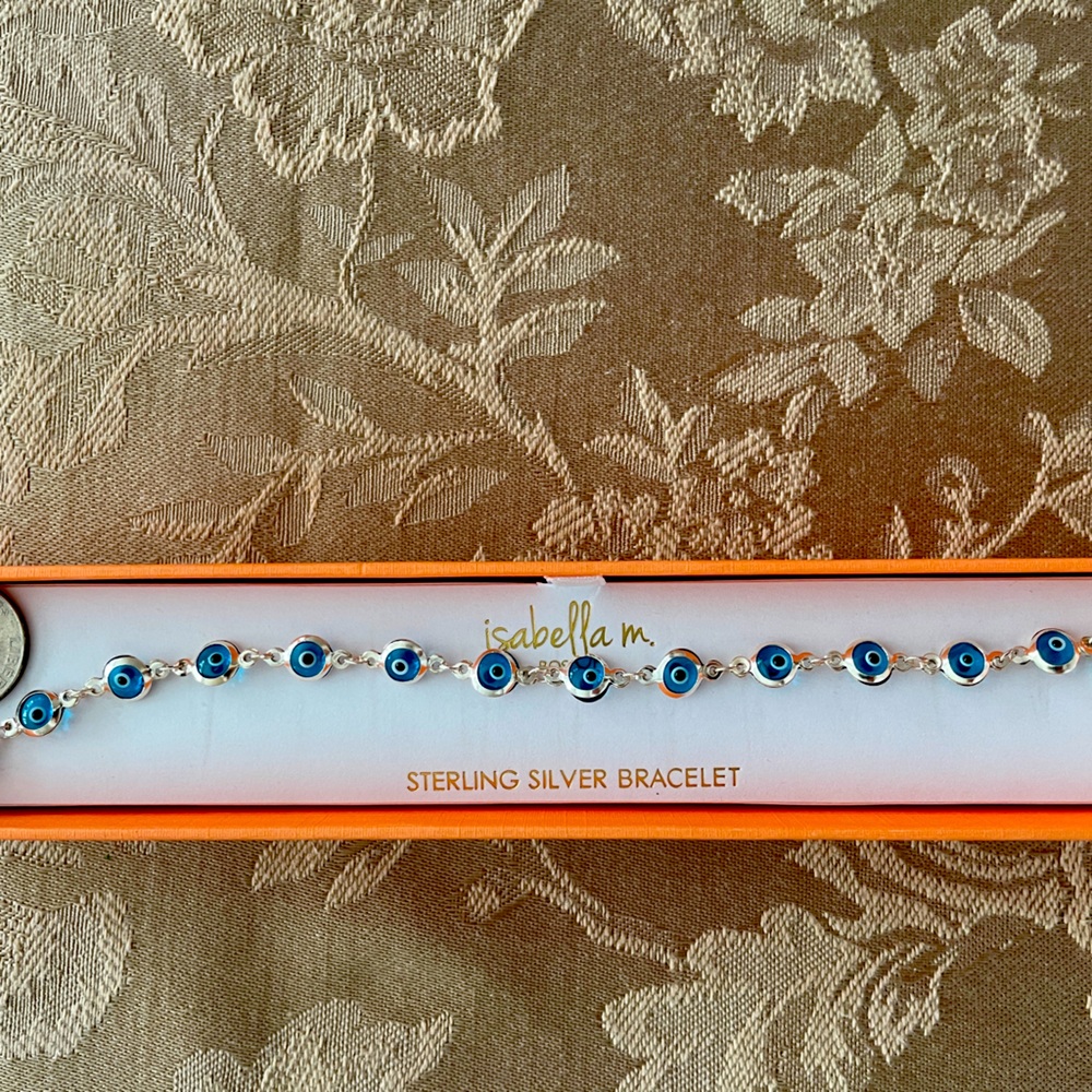NEW Isabella M Sterling Silver Evil Eye Bracelet IOB